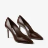 Pantofi Romy 85 din piele cu imprimeu crocodil ciocolatiu Pantofi Romy 85 din piele cu imprimeu crocodil ciocolatiu