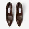 Pantofi Romy 85 din piele cu imprimeu crocodil ciocolatiu Pantofi Romy 85 din piele cu imprimeu crocodil ciocolatiu