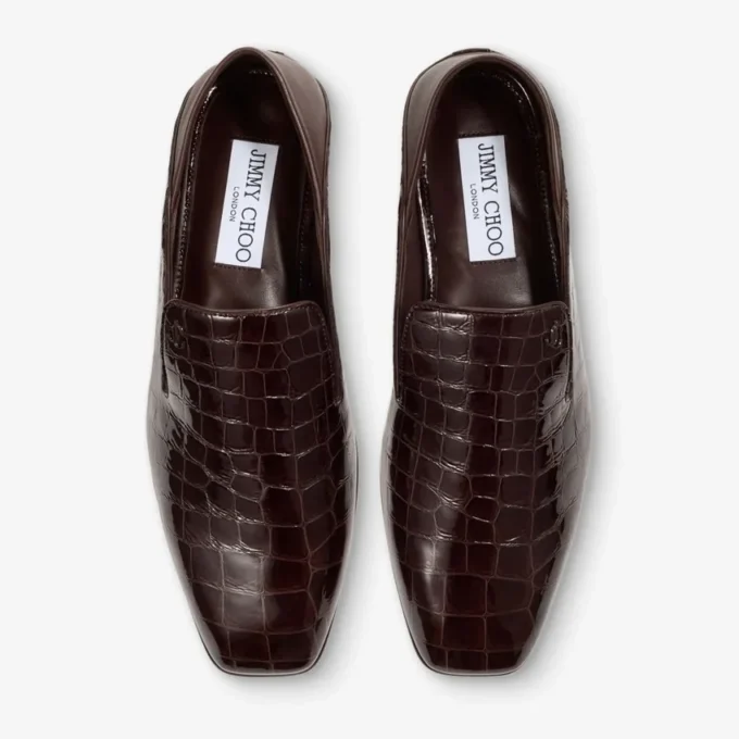 Papuci de casă pentru bărbați Eliot din piele cu imprimeu de crocodil Sambuco Papuci de casă pentru bărbați Eliot din piele cu imprimeu de crocodil Sambuco