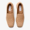 Papuci Eliot 45 F din piele de căprioară de culoare caramel cu ochiuri Papuci Eliot 45 F din piele de căprioară de culoare caramel cu ochiuri