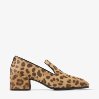 Papuci Eliot 45 Papuci din piele de ponei cu imprimeu leopard natural Papuci Eliot 45 Papuci din piele de ponei cu imprimeu leopard natural