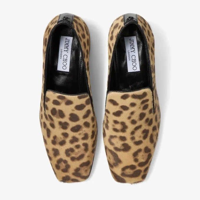 Papuci Eliot 45 Papuci din piele de ponei cu imprimeu leopard natural Papuci Eliot 45 Papuci din piele de ponei cu imprimeu leopard natural