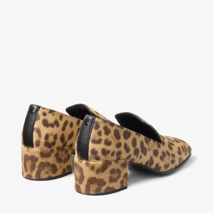 Papuci Eliot 45 Papuci din piele de ponei cu imprimeu leopard natural Papuci Eliot 45 Papuci din piele de ponei cu imprimeu leopard natural