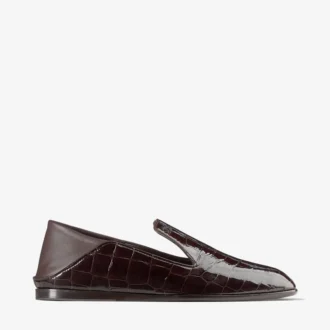 Papuci Eliot din piele cu imprimeu de crocodil Sambuco