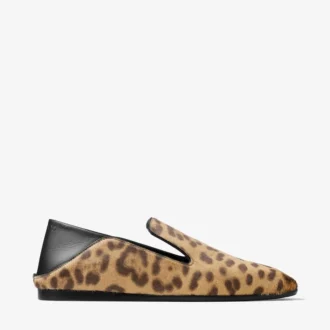 Papuci Eliot din piele de ponei cu imprimeu leopard natural