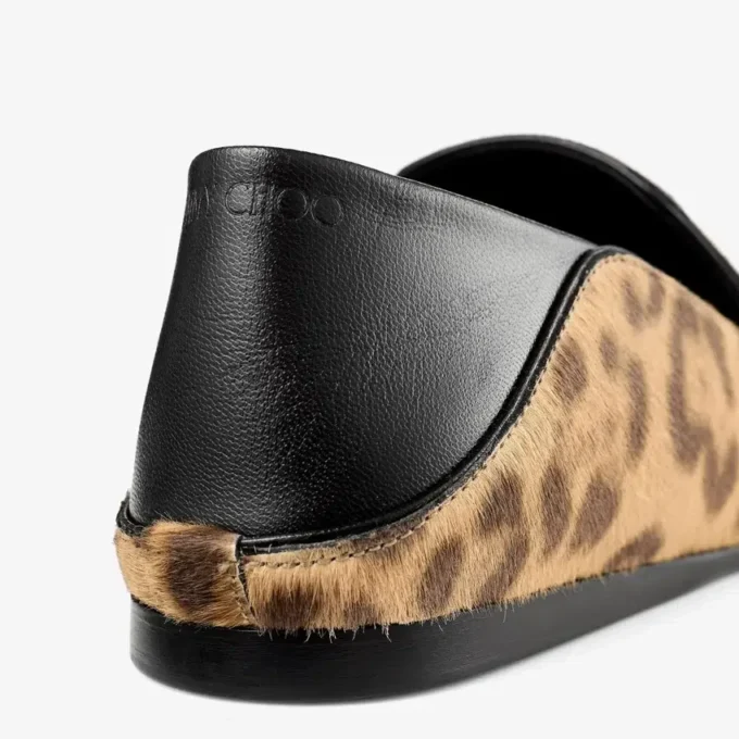 Papuci Eliot din piele de ponei cu imprimeu leopard natural Papuci Eliot din piele de ponei cu imprimeu leopard natural