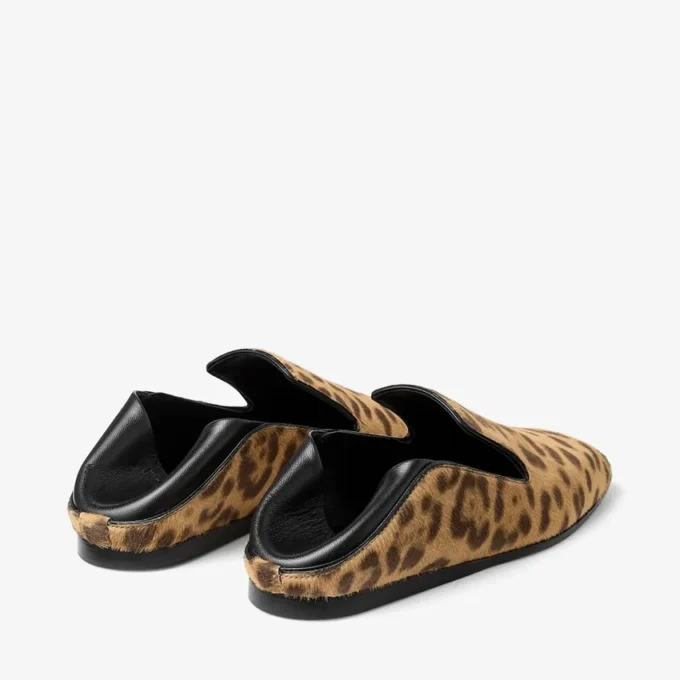 Papuci Eliot din piele de ponei cu imprimeu leopard natural Papuci Eliot din piele de ponei cu imprimeu leopard natural