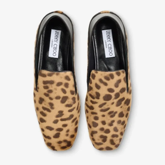 Papuci Eliot din piele de ponei cu imprimeu leopard natural Papuci Eliot din piele de ponei cu imprimeu leopard natural