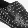 Papuci Eliot din piele nappa metalizată neagră cu ochiuri Papuci Eliot din piele nappa metalizată neagră cu ochiuri