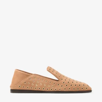 Papuci Eliot F Papuci din piele de căprioară de culoare caramel cu ochiuri