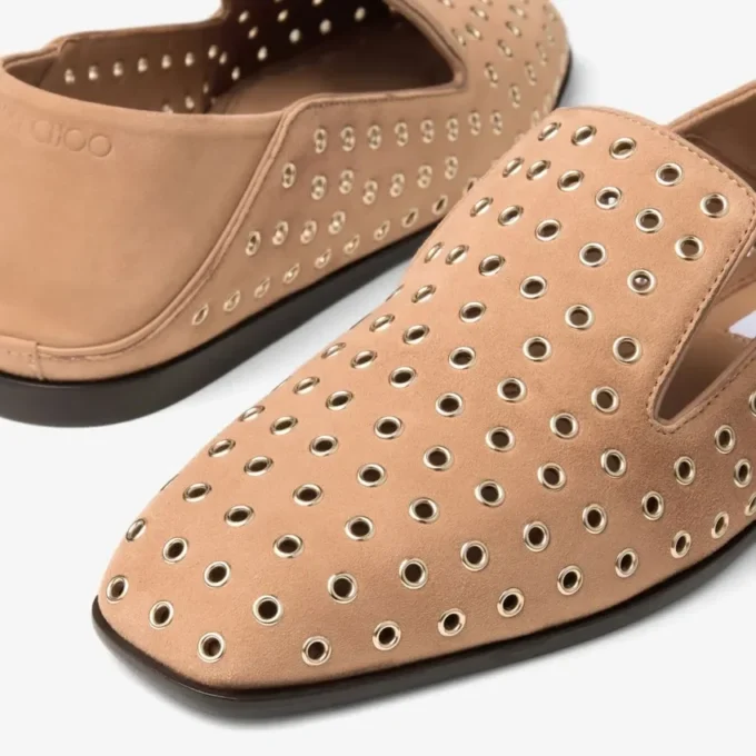 Papuci Eliot F Papuci din piele de căprioară de culoare caramel cu ochiuri Papuci Eliot F Papuci din piele de căprioară de culoare caramel cu ochiuri