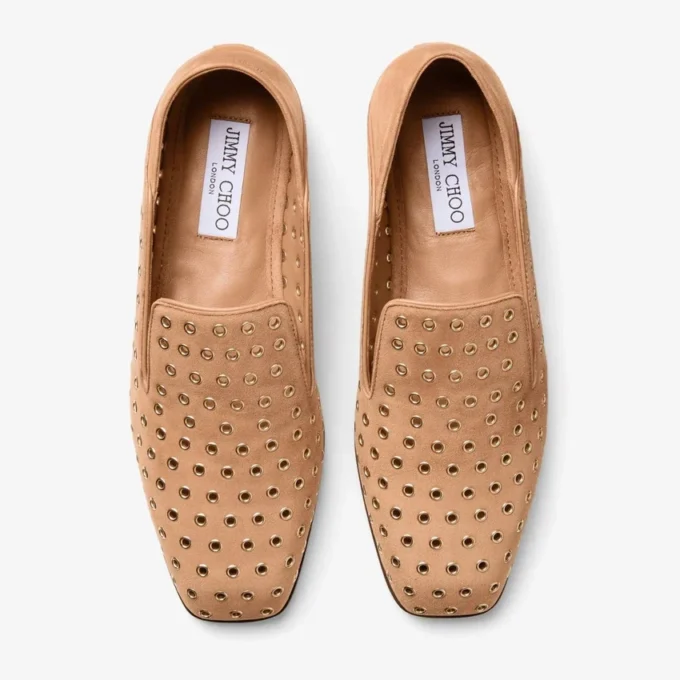Papuci Eliot F Papuci din piele de căprioară de culoare caramel cu ochiuri Papuci Eliot F Papuci din piele de căprioară de culoare caramel cu ochiuri