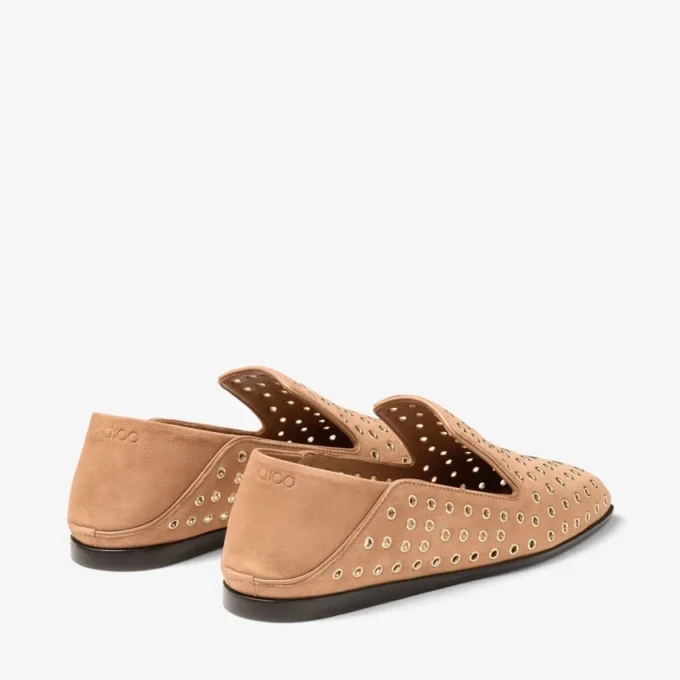 Papuci Eliot F Papuci din piele de căprioară de culoare caramel cu ochiuri Papuci Eliot F Papuci din piele de căprioară de culoare caramel cu ochiuri