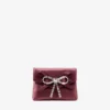 Portcard moale cu lanț Portcard din satin de culoare merlot închis cu fundă cu cristale Portcard moale cu lanț Portcard din satin de culoare merlot închis cu fundă cu cristale