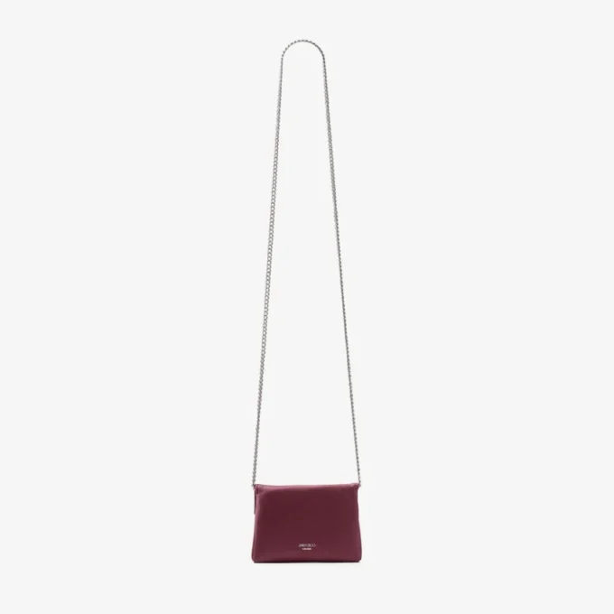 Portcard moale cu lanț Portcard din satin de culoare merlot închis cu fundă cu cristale Portcard moale cu lanț Portcard din satin de culoare merlot închis cu fundă cu cristale
