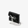 Portcard moale cu lanț Portcard din satin negru cu fundă cu cristale Portcard moale cu lanț Portcard din satin negru cu fundă cu cristale