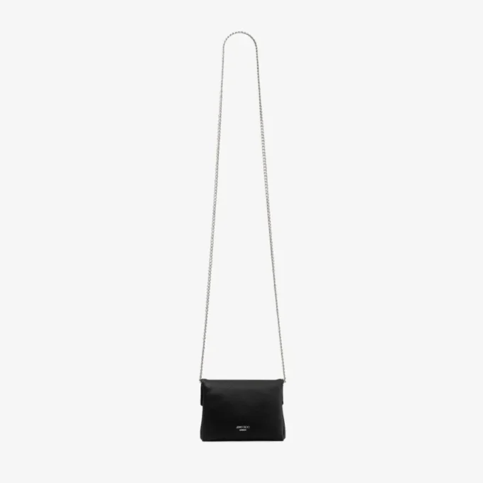 Portcard moale cu lanț Portcard din satin negru cu fundă cu cristale Portcard moale cu lanț Portcard din satin negru cu fundă cu cristale
