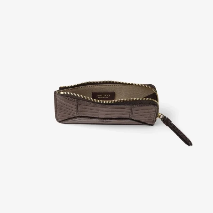 Portmoneu Dm Lise-Z din piele de vițel cu imprimeu croc de culoare ciocolată Portmoneu Dm Lise-Z din piele de vițel cu imprimeu croc de culoare ciocolată