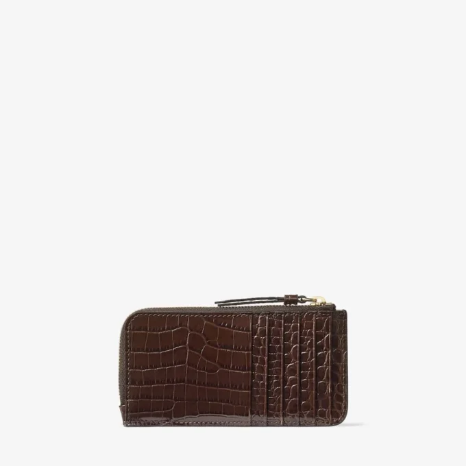Portmoneu Dm Lise-Z din piele de vițel cu imprimeu croc de culoare ciocolată Portmoneu Dm Lise-Z din piele de vițel cu imprimeu croc de culoare ciocolată