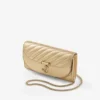 Portofel Curve cu lanț Clutch din piele metalizată matlasată auriu strălucitor Portofel Curve cu lanț Clutch din piele metalizată matlasată auriu strălucitor
