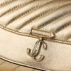Portofel Curve cu lanț Clutch din piele metalizată matlasată auriu strălucitor Portofel Curve cu lanț Clutch din piele metalizată matlasată auriu strălucitor