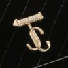 Portofel Curve cu lanț Mini geantă din catifea matlasată neagră cu bară Jc cu cristale