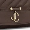 Portofel Curve cu lanț Portofel din piele Biker matlasată, de culoare ciocolată, cu lanț
