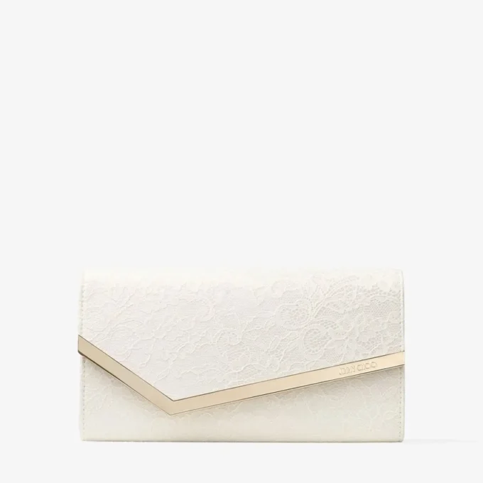 Pungă de mână Emmie din dantelă Jimmy Choo, culoare ivoriu