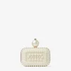 Pungă de mână Micro Cloud din piele de căprioară albă, cu ornamente din perle pe toată suprafața Pungă de mână Micro Cloud din piele de căprioară albă, cu ornamente din perle pe toată suprafața