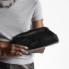 Pungă de mână Skylar din piele neagră lucioasă cu imprimeu de șarpe și închizătoare pătrată Jc