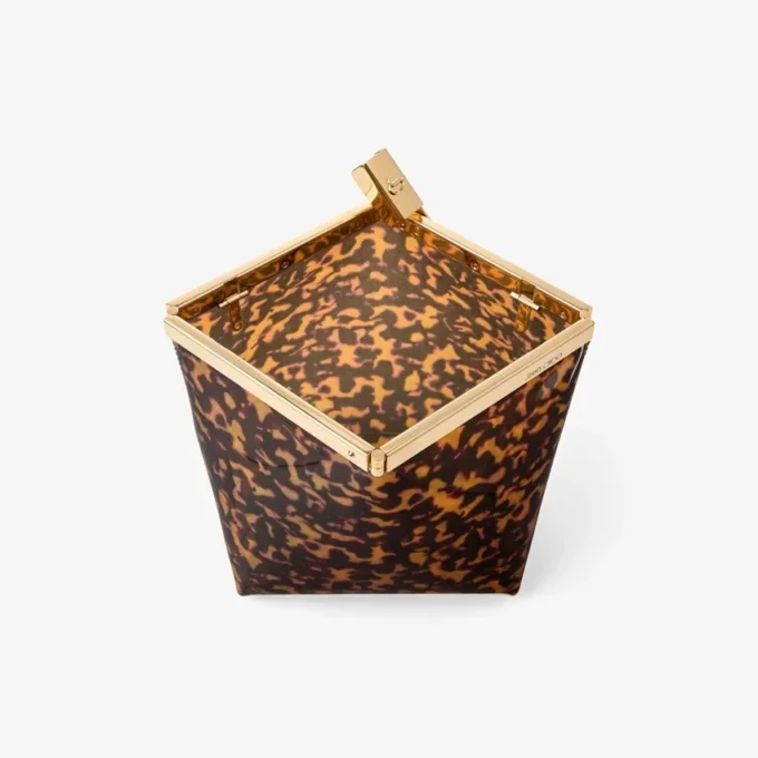 Pungă de mână transparentă Ganache în nuanță de carapace de broască țestoasă