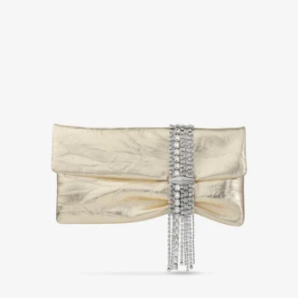 Pungă de mână Zandra din piele metalizată vintage platină Pungă de mână Zandra din piele metalizată vintage platină