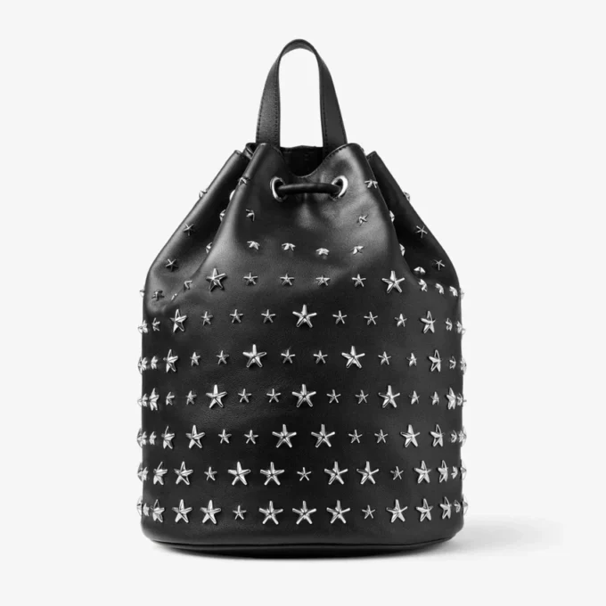 Rucsac Jimmy Choo Noir Kei Ninomiya Rucsac din piele Nappa neagră cu ornamente metalice în formă de stele