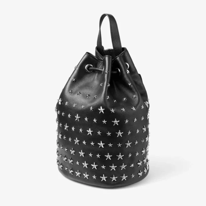 Rucsac Jimmy Choo Noir Kei Ninomiya Rucsac din piele Nappa neagră cu ornamente metalice în formă de stele