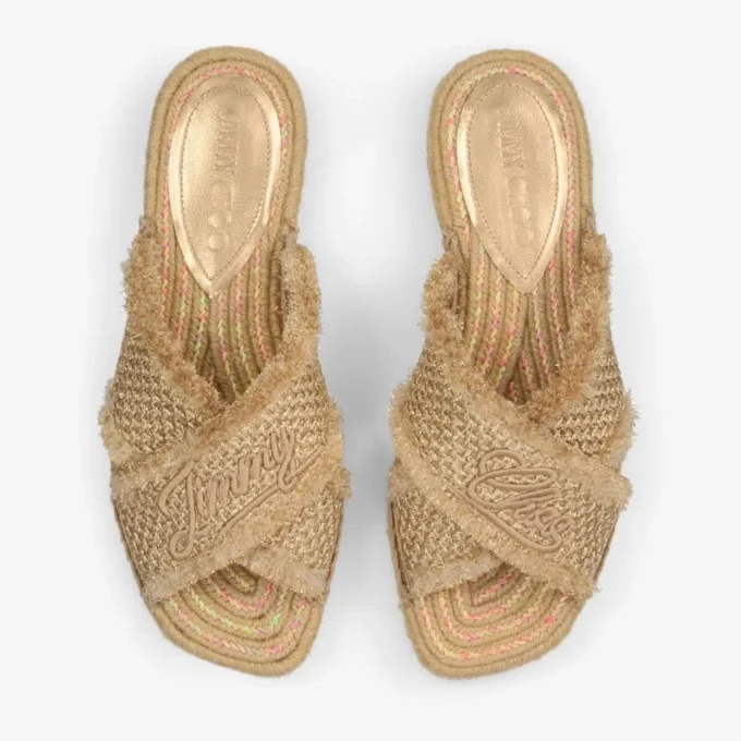 Sandale Aciel Sandal Flat din țesătură aurie Sandale Aciel Sandal Flat din țesătură aurie