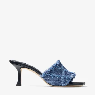 Sandale Alexia 70 din denim cu model în cruciulițe