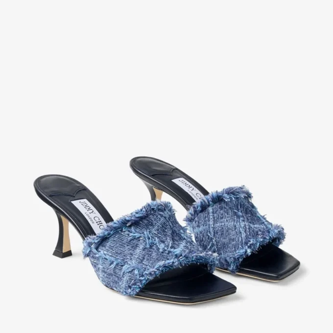 Sandale Alexia 70 din denim cu model în cruciulițe Sandale Alexia 70 din denim cu model în cruciulițe