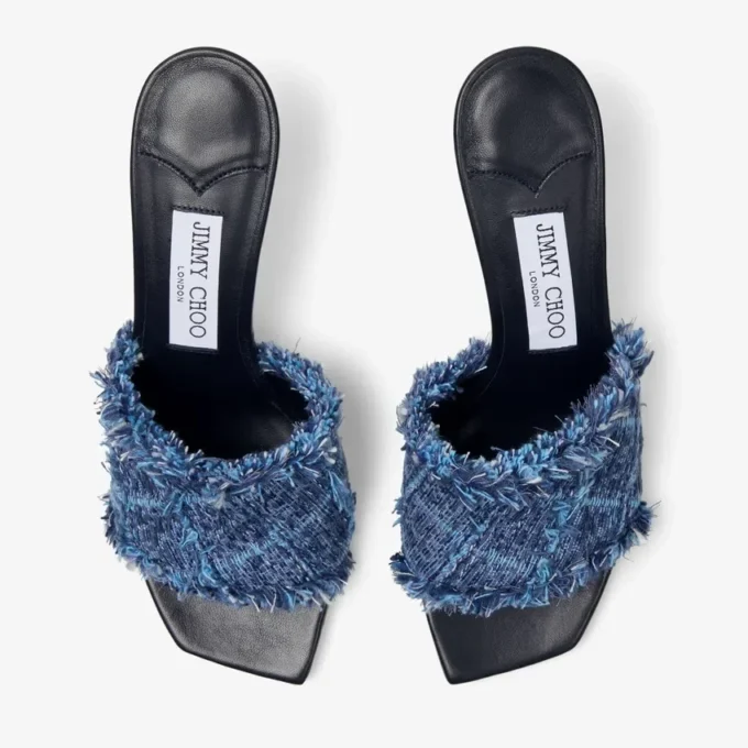 Sandale Alexia 70 din denim cu model în cruciulițe Sandale Alexia 70 din denim cu model în cruciulițe