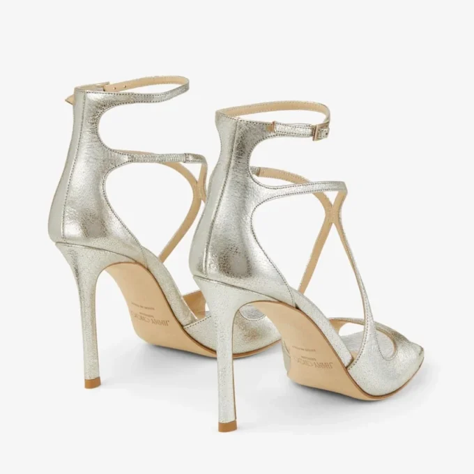 Sandale Azia 95 din piele cu sclipici, culoare șampanie Sandale Azia 95 din piele cu sclipici, culoare șampanie