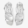 Sandale Azia 95 din piele metalică lichidă argintie Sandale Azia 95 din piele metalică lichidă argintie