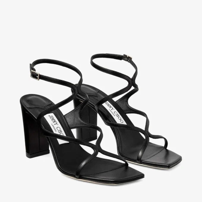 Sandale Azie 85 din piele nappa neagră Sandale Azie 85 din piele nappa neagră