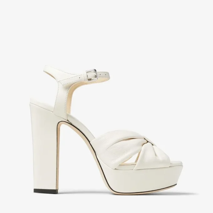 Sandale cu platformă Heloise 120 din piele nappa de culoare latte Sandale cu platformă Heloise 120 din piele nappa de culoare latte