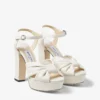 Sandale cu platformă Heloise 120 din piele nappa de culoare latte Sandale cu platformă Heloise 120 din piele nappa de culoare latte