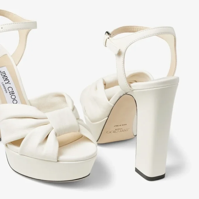 Sandale cu platformă Heloise 120 din piele nappa de culoare latte Sandale cu platformă Heloise 120 din piele nappa de culoare latte