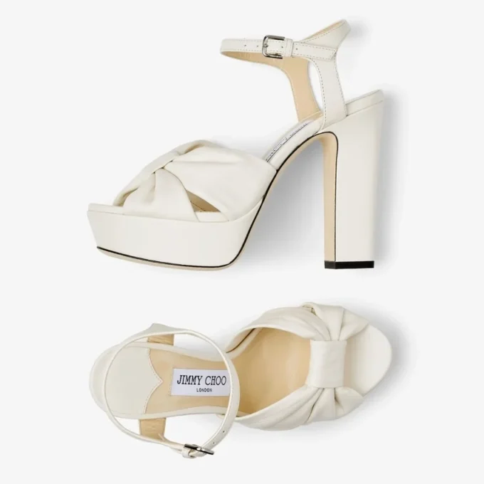 Sandale cu platformă Heloise 120 din piele nappa de culoare latte Sandale cu platformă Heloise 120 din piele nappa de culoare latte