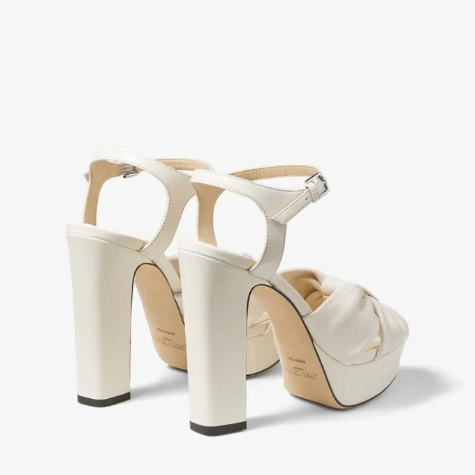 Sandale cu platformă Heloise 120 din piele nappa de culoare latte Sandale cu platformă Heloise 120 din piele nappa de culoare latte