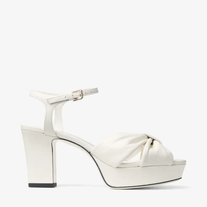 Sandale cu platformă Heloise 80 din piele nappa de culoare latte Sandale cu platformă Heloise 80 din piele nappa de culoare latte