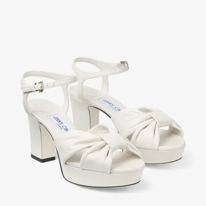 Sandale cu platformă Heloise 80 din piele nappa de culoare latte Sandale cu platformă Heloise 80 din piele nappa de culoare latte