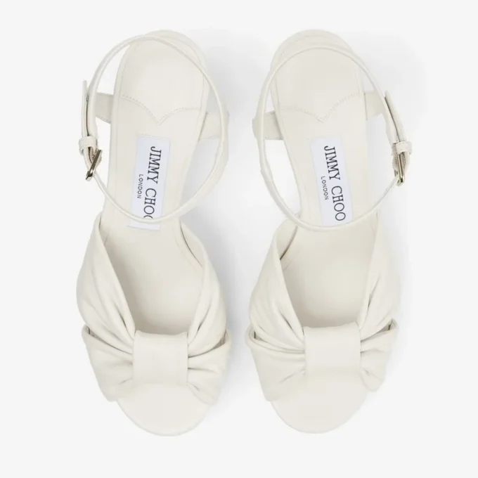 Sandale cu platformă Heloise 80 din piele nappa de culoare latte Sandale cu platformă Heloise 80 din piele nappa de culoare latte