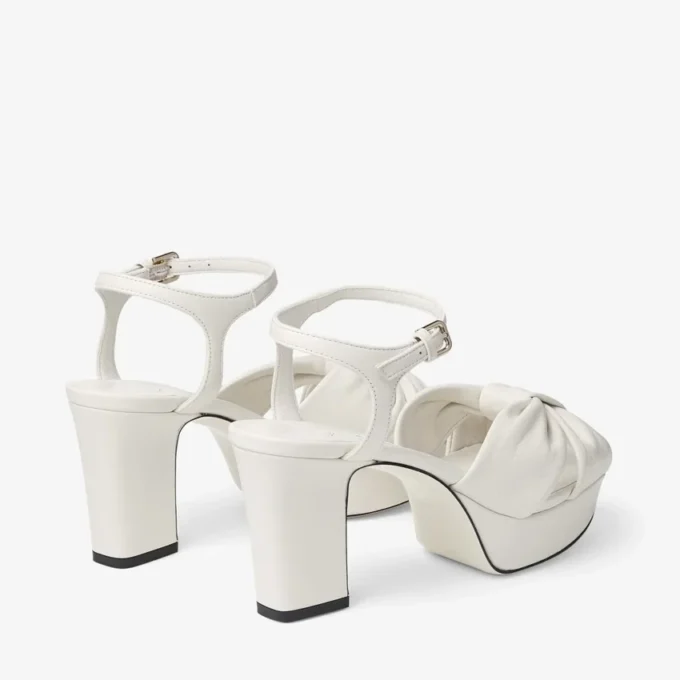 Sandale cu platformă Heloise 80 din piele nappa de culoare latte Sandale cu platformă Heloise 80 din piele nappa de culoare latte